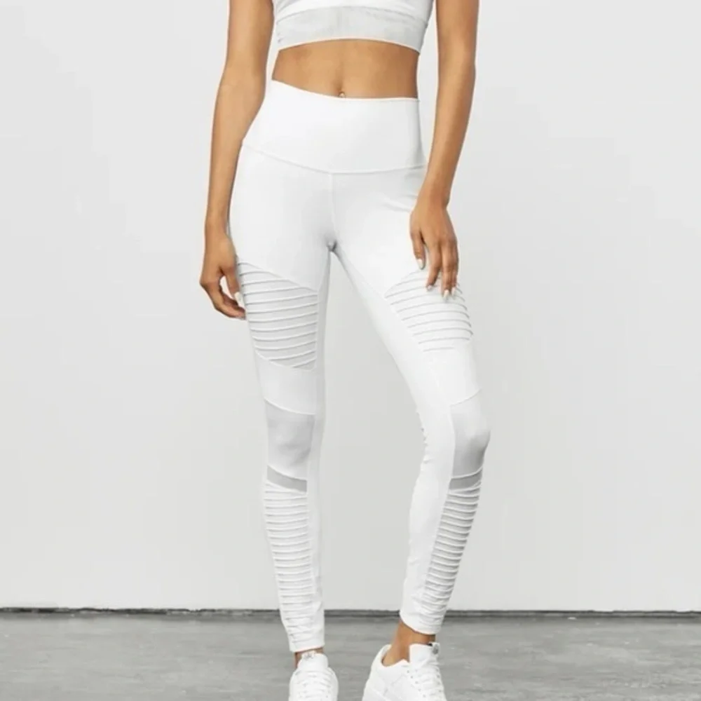 Alo white Moto leggings